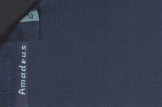 Dormeuil Fabric Navy Check 100% Wool (Ref-301710)