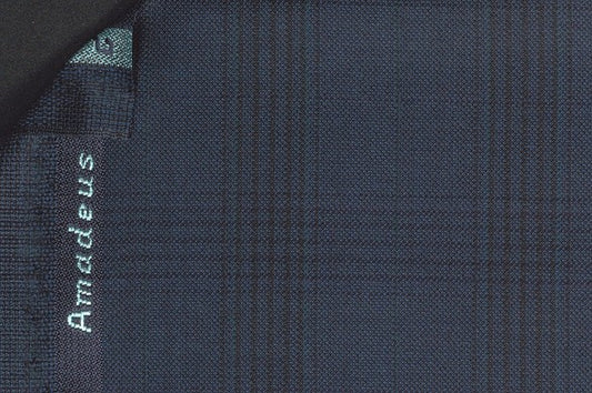 Dormeuil Fabric Navy Check 100% Wool (Ref-301711)