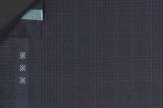 Dormeuil Fabric Navy Check 100% Wool (Ref-301717)