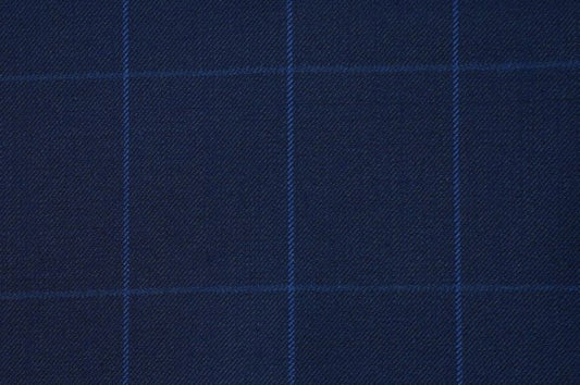 Dormeuil Fabric Navy Check 100% Wool (Ref-313057)