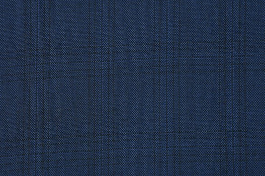 Dormeuil Fabric Navy Check 100% Wool (Ref-313071)