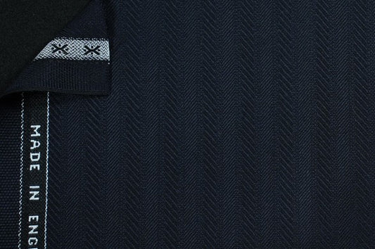 Dormeuil Fabric Navy Herringbone 100% Wool (Ref-313105)