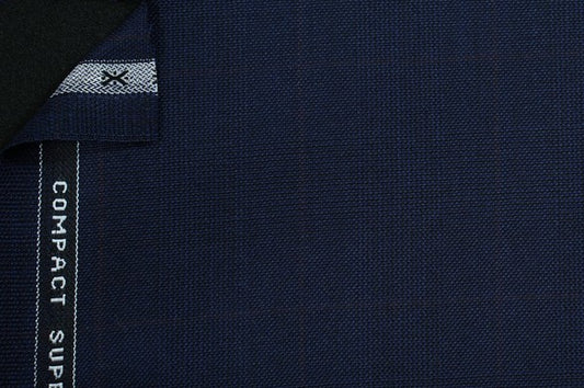 Dormeuil Fabric Navy Check 100% Wool (Ref-313110)