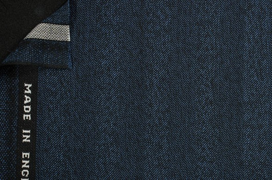Dormeuil Fabric Blue Herringbone 100% Wool (Ref-315073)