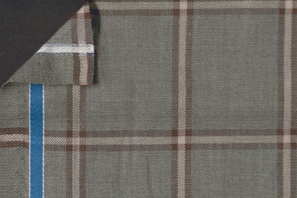 Dormeuil Fabric Green Check 45% Wool 45% Linen 10% Silk (Ref-417001)