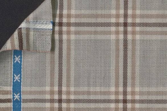 Dormeuil Fabric Green Check 45% Wool 45% Linen 10% Silk (Ref-417002)