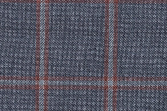 Dormeuil Fabric Blue Check 45% Wool 45% Linen 10% Silk (Ref-417004)