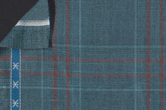 Dormeuil Fabric Green Check 45% Wool 45% Linen 10% Silk (Ref-417006)