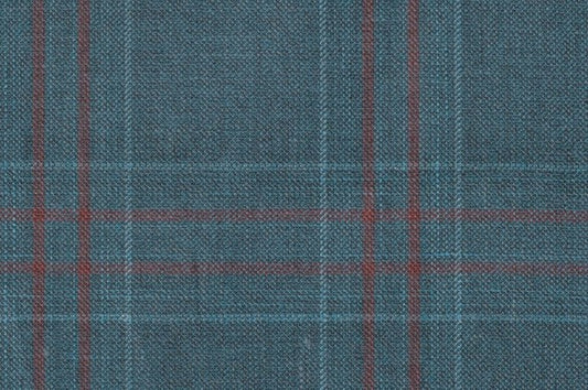 Dormeuil Fabric Green Check 45% Wool 45% Linen 10% Silk (Ref-417006)