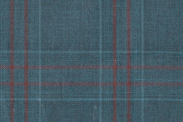 Dormeuil Fabric Green Check 45% Wool 45% Linen 10% Silk (Ref-417006)