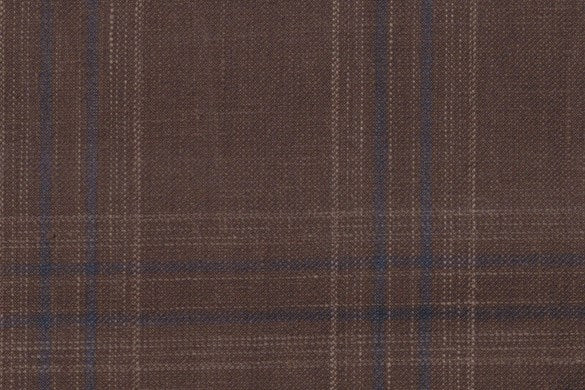 Dormeuil Fabric Brown Check 45% Wool 45% Linen 10% Silk (Ref-417007)