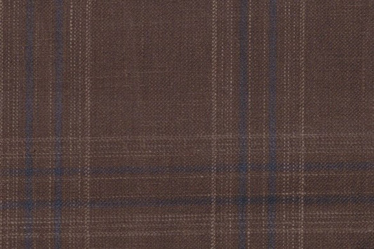 Dormeuil Fabric Brown Check 45% Wool 45% Linen 10% Silk (Ref-417007)