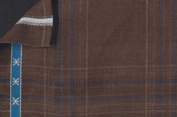 Dormeuil Fabric Brown Check 45% Wool 45% Linen 10% Silk (Ref-417007)