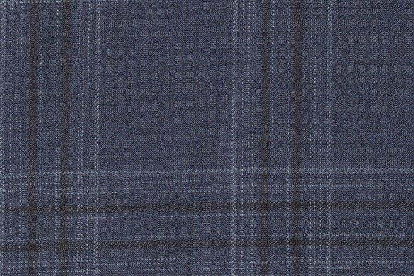 Dormeuil Fabric Navy Check 45% Wool 45% Linen 10% Silk (Ref-417008)