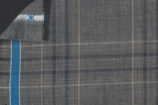 Dormeuil Fabric Green Check 45% Wool 45% Linen 10% Silk (Ref-417009)