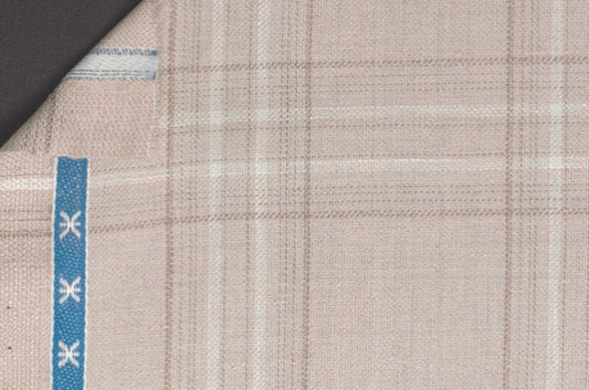 Dormeuil Fabric Beige Check 45% Wool 45% Linen 10% Silk (Ref-417010)