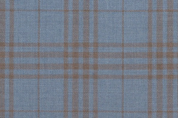 Dormeuil Fabric Blue Check 45% Wool 45% Linen 10% Silk (Ref-417011)