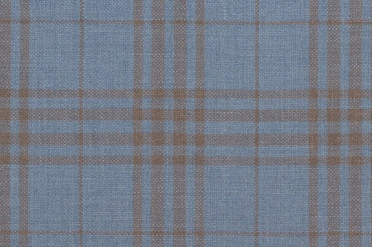 Dormeuil Fabric Blue Check 45% Wool 45% Linen 10% Silk (Ref-417011)