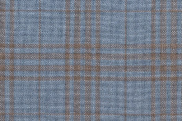 Dormeuil Fabric Blue Check 45% Wool 45% Linen 10% Silk (Ref-417011)