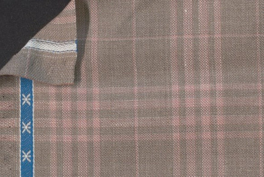 Dormeuil Fabric Beige Check 45% Wool 45% Linen 10% Silk (Ref-417012)