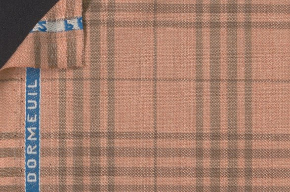 Dormeuil Fabric Orange Check 45% Wool 45% Linen 10% Silk (Ref-417013)