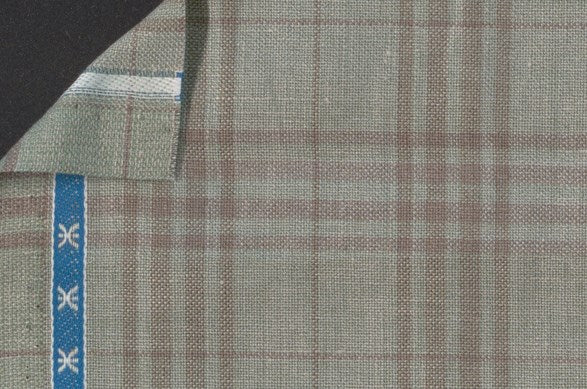 Dormeuil Fabric Green Check 45% Wool 45% Linen 10% Silk (Ref-417014)