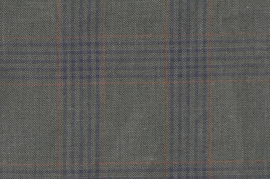 Dormeuil Fabric Green Check 45% Wool 45% Linen 10% Silk (Ref-417015)