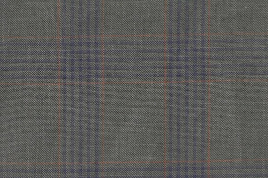 Dormeuil Fabric Green Check 45% Wool 45% Linen 10% Silk (Ref-417015)