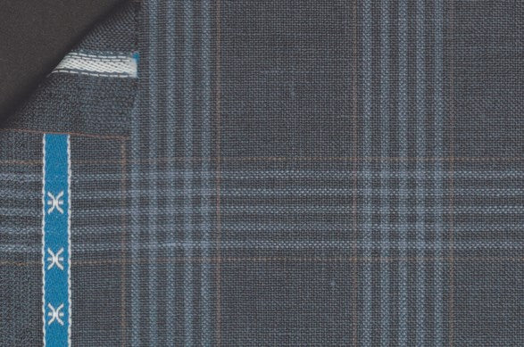 Dormeuil Fabric Navy Check 45% Wool 45% Linen 10% Silk (Ref-417017)