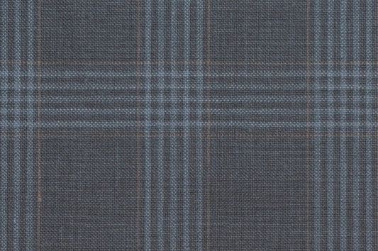 Dormeuil Fabric Navy Check 45% Wool 45% Linen 10% Silk (Ref-417017)