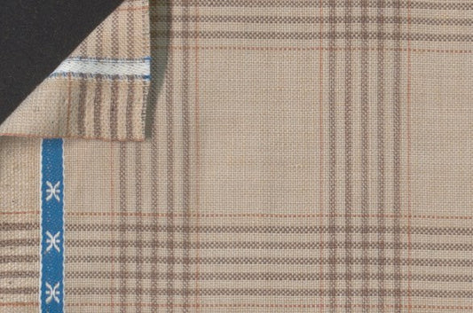 Dormeuil Fabric Beige Check 45% Wool 45% Linen 10% Silk (Ref-417018)