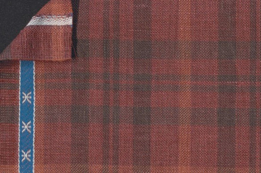 Dormeuil Fabric Red Check 45% Wool 45% Linen 10% Silk (Ref-417019)