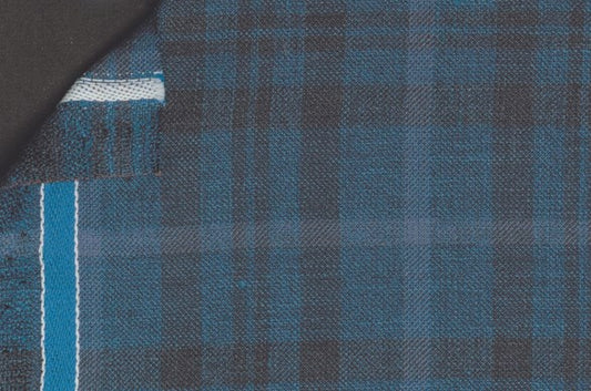 Dormeuil Fabric Navy Check 45% Wool 45% Linen 10% Silk (Ref-417020)