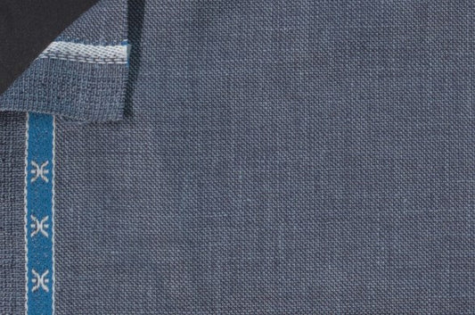 Dormeuil Fabric Blue Plain 45% Wool 45% Linen 10% Silk (Ref-417025)