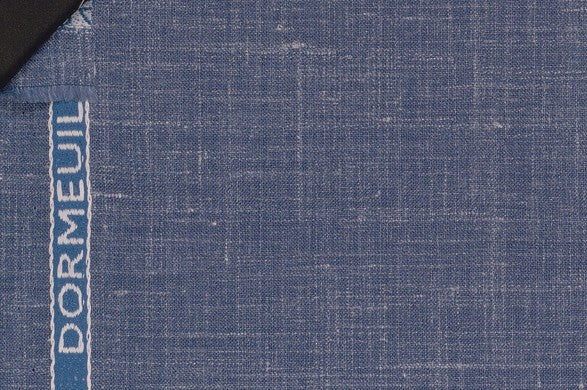 Dormeuil Fabric Blue Plain 50% Wool 30% Silk 20% Linen (Ref-417100)