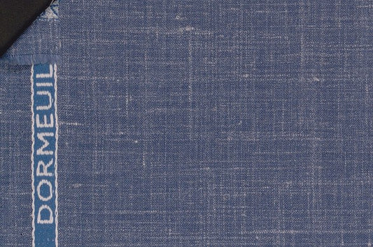 Dormeuil Fabric Blue Plain 50% Wool 30% Silk 20% Linen (Ref-417100)
