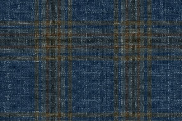 Dormeuil Fabric Blue Check 83% Wool 17% Linen (Ref-417452)