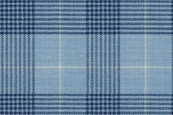 Dormeuil Fabric Blue Check 83% Wool 17% Linen (Ref-417467)