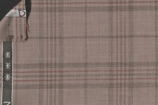 Dormeuil Fabric Brown Check 83% Wool 17% Linen (Ref-417468)