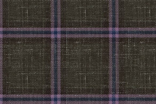 Dormeuil Fabric Brown Check 83% Wool 17% Linen (Ref-417471)