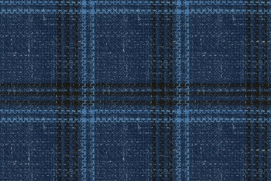 Dormeuil Fabric Navy Check 83% Wool 17% Linen (Ref-417480)