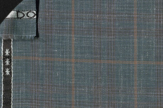 Dormeuil Fabric Green Check 83% Wool 17% Linen (Ref-417488)