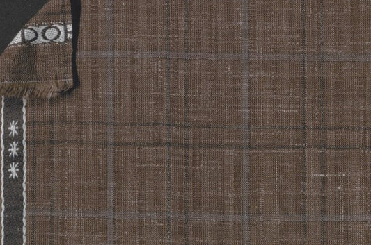 Dormeuil Fabric Brown Check 83% Wool 17% Linen (Ref-417489)