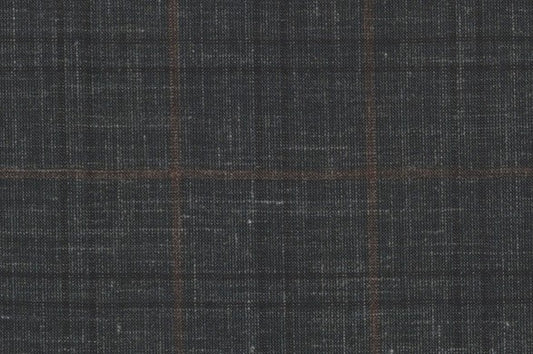 Dormeuil Fabric Grey Check 83% Wool 17% Linen (Ref-417490)