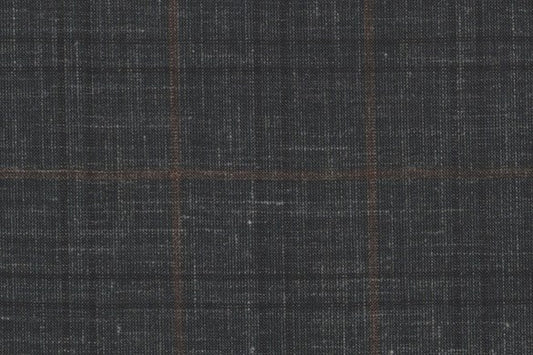 Dormeuil Fabric Grey Check 83% Wool 17% Linen (Ref-417490)