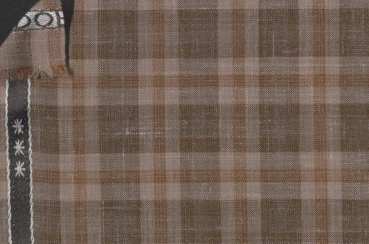 Dormeuil Fabric Brown Check 83% Wool 17% Linen (Ref-417491)