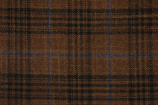 Dormeuil Fabric Brown Check 69% Wool 28% Bamboo 3% Linen (Ref-779401)