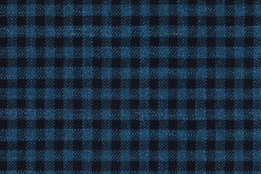 Dormeuil Fabric Blue Check 69% Wool 28% Bamboo 3% Linen (Ref-779405)