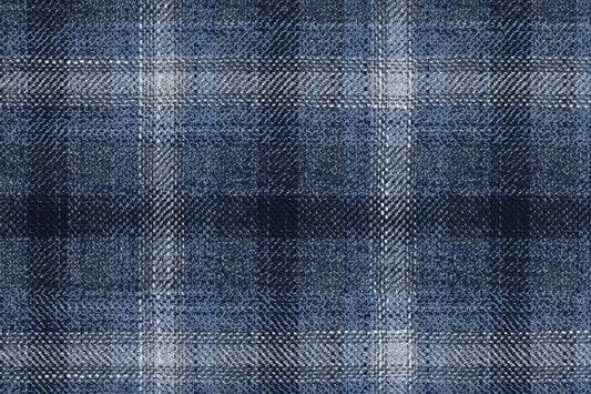 Dormeuil Fabric Blue Check 69% Wool 28% Bamboo 3% Linen (Ref-779413)