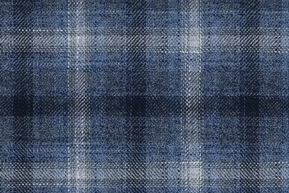 Dormeuil Fabric Blue Check 69% Wool 28% Bamboo 3% Linen (Ref-779413)